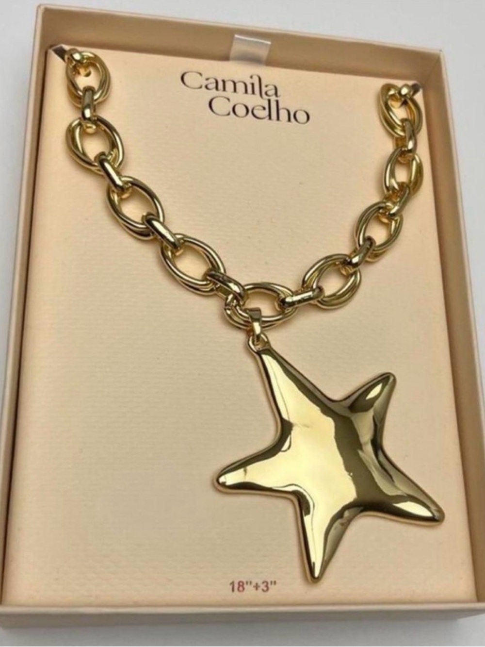 NIB Camila Coelho Gold-tone Chunky Chain Star Necklace like viral Bracha